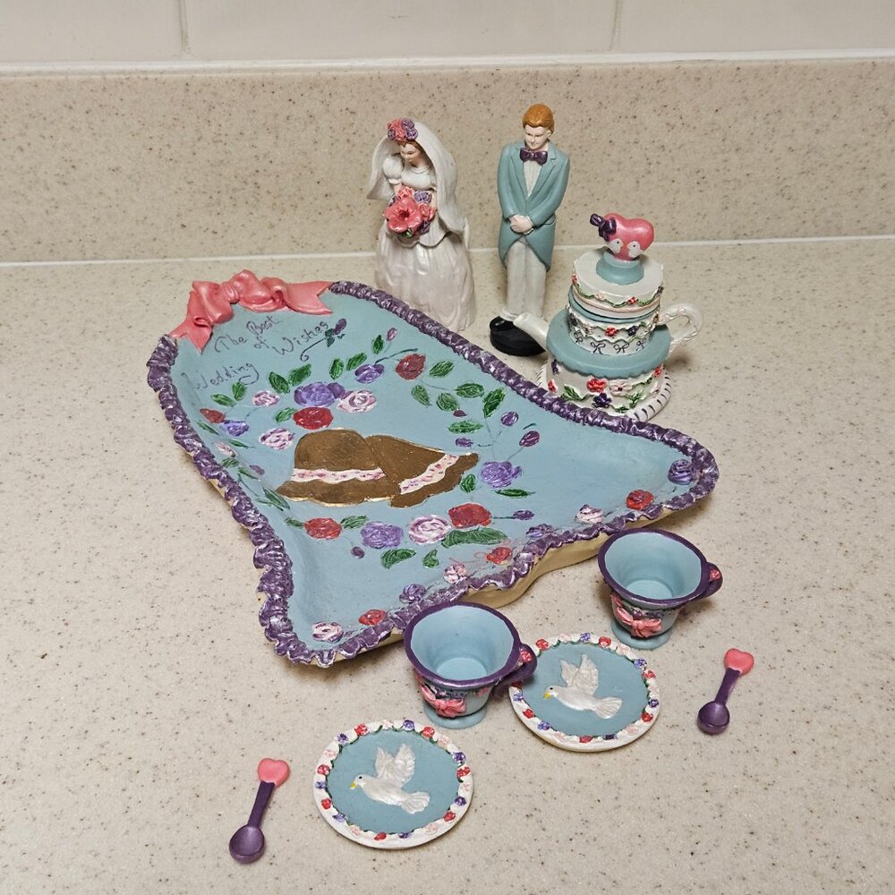Vintage 90s Miniature Resin Tea Set - Promo Accents - The Best of Wedding Wishes